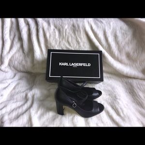 NIB! Karl Lagerfeld Black Open Toe Mary Janes!